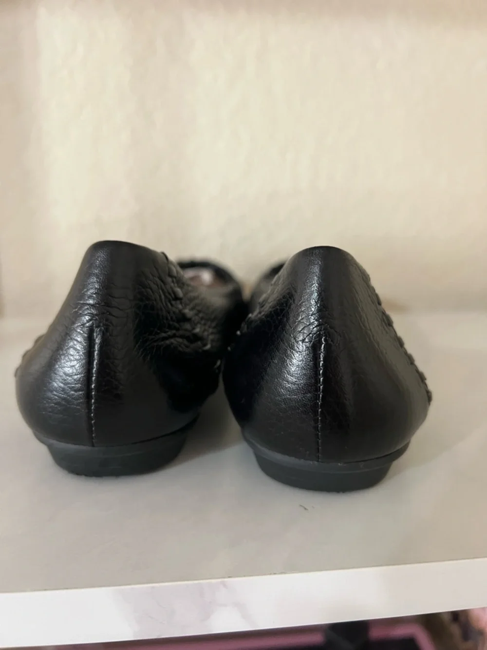 NEW Michele D Black Leather Stud Flower Moccasin Flats